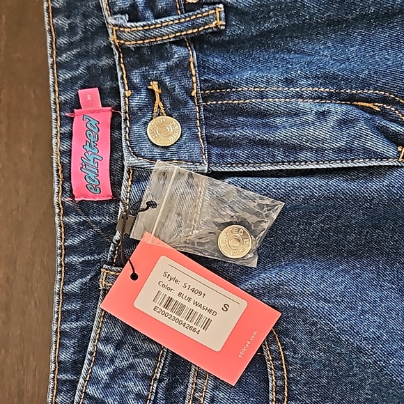 NWT WOMEN'S EDIKTED CLASSIC BLUE WIDE LEG JEANS DENIM SZ SMALL $110 - Picture 5 of 5